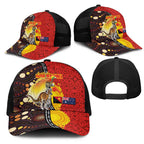 Australia and Papua New Guinea Together Mesh Trucker Cap Bird-of-paradise and Kangaroo with Oro Tapa and Aboriginal Art Motifs - Aussie Hoodie