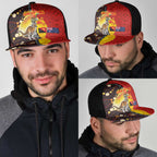 Australia and Papua New Guinea Together Mesh Trucker Cap Bird-of-paradise and Kangaroo with Oro Tapa and Aboriginal Art Motifs - Aussie Hoodie