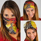 Australia and Papua New Guinea Together Neck Gaiter Bird-of-paradise and Kangaroo with Oro Tapa and Aboriginal Art Motifs - Aussie Hoodie