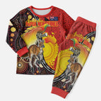 Australia and Papua New Guinea Together Christmas Pajama Set Bird-of-paradise and Kangaroo with Oro Tapa and Aboriginal Art Motifs - Aussie Hoodie