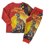 Australia and Papua New Guinea Together Christmas Pajama Set Bird-of-paradise and Kangaroo with Oro Tapa and Aboriginal Art Motifs - Aussie Hoodie