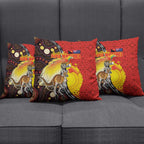 Australia and Papua New Guinea Together Pillow Cover Bird-of-paradise and Kangaroo with Oro Tapa and Aboriginal Art Motifs - Aussie Hoodie