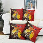 Australia and Papua New Guinea Together Pillow Cover Bird-of-paradise and Kangaroo with Oro Tapa and Aboriginal Art Motifs - Aussie Hoodie