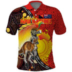 Australia and Papua New Guinea Together Polo Shirt Bird-of-paradise and Kangaroo with Oro Tapa and Aboriginal Art Motifs - Aussie Hoodie