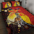 Australia and Papua New Guinea Together Quilt Bed Set Bird-of-paradise and Kangaroo with Oro Tapa and Aboriginal Art Motifs - Aussie Hoodie