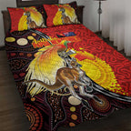 Australia and Papua New Guinea Together Quilt Bed Set Bird-of-paradise and Kangaroo with Oro Tapa and Aboriginal Art Motifs - Aussie Hoodie