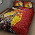 Australia and Papua New Guinea Together Quilt Bed Set Bird-of-paradise and Kangaroo with Oro Tapa and Aboriginal Art Motifs - Aussie Hoodie