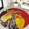 Australia and Papua New Guinea Together Round Carpet Bird-of-paradise and Kangaroo with Oro Tapa and Aboriginal Art Motifs - Aussie Hoodie