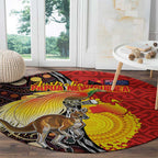 Australia and Papua New Guinea Together Round Carpet Bird-of-paradise and Kangaroo with Oro Tapa and Aboriginal Art Motifs - Aussie Hoodie