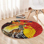 Australia and Papua New Guinea Together Round Carpet Bird-of-paradise and Kangaroo with Oro Tapa and Aboriginal Art Motifs - Aussie Hoodie