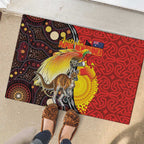 Australia and Papua New Guinea Together Rubber Doormat Bird-of-paradise and Kangaroo with Oro Tapa and Aboriginal Art Motifs - Aussie Hoodie