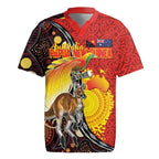 Australia and Papua New Guinea Together Rugby Jersey Bird-of-paradise and Kangaroo with Oro Tapa and Aboriginal Art Motifs - Aussie Hoodie