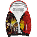 Australia and Papua New Guinea Together Sherpa Hoodie Bird-of-paradise and Kangaroo with Oro Tapa and Aboriginal Art Motifs - Aussie Hoodie