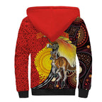 Australia and Papua New Guinea Together Sherpa Hoodie Bird-of-paradise and Kangaroo with Oro Tapa and Aboriginal Art Motifs - Aussie Hoodie