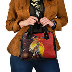 Australia and Papua New Guinea Together Shoulder Handbag Bird-of-paradise and Kangaroo with Oro Tapa and Aboriginal Art Motifs - Aussie Hoodie