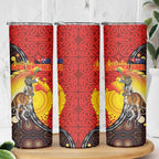 Australia and Papua New Guinea Together Skinny Tumbler Bird-of-paradise and Kangaroo with Oro Tapa and Aboriginal Art Motifs - Aussie Hoodie