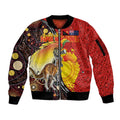Australia and Papua New Guinea Together Sleeve Zip Bomber Jacket Bird-of-paradise and Kangaroo with Oro Tapa and Aboriginal Art Motifs - Aussie Hoodie