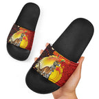 Australia and Papua New Guinea Together Slide Sandals Bird-of-paradise and Kangaroo with Oro Tapa and Aboriginal Art Motifs - Aussie Hoodie