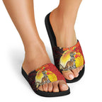 Australia and Papua New Guinea Together Slide Sandals Bird-of-paradise and Kangaroo with Oro Tapa and Aboriginal Art Motifs - Aussie Hoodie