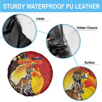 Australia and Papua New Guinea Together Spare Tire Cover Bird-of-paradise and Kangaroo with Oro Tapa and Aboriginal Art Motifs - Aussie Hoodie