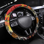 Australia and Papua New Guinea Together Steering Wheel Cover Bird-of-paradise and Kangaroo with Oro Tapa and Aboriginal Art Motifs - Aussie Hoodie
