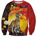 Australia and Papua New Guinea Together Sweatshirt Bird-of-paradise and Kangaroo with Oro Tapa and Aboriginal Art Motifs - Aussie Hoodie
