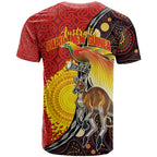 Australia and Papua New Guinea Together T Shirt Bird-of-paradise and Kangaroo with Oro Tapa and Aboriginal Art Motifs - Aussie Hoodie