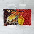 Australia and Papua New Guinea Together Tablecloth Bird-of-paradise and Kangaroo with Oro Tapa and Aboriginal Art Motifs - Aussie Hoodie