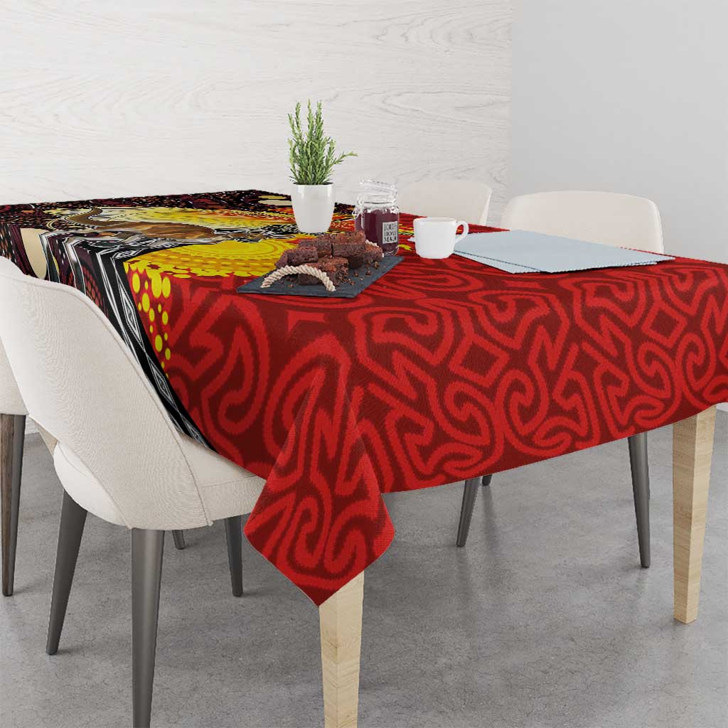 Australia and Papua New Guinea Together Tablecloth Bird-of-paradise and Kangaroo with Oro Tapa and Aboriginal Art Motifs - Aussie Hoodie