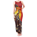 Australia and Papua New Guinea Together Tank Maxi Dress Bird-of-paradise and Kangaroo with Oro Tapa and Aboriginal Art Motifs - Aussie Hoodie