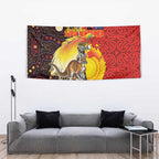 Australia and Papua New Guinea Together Tapestry Bird-of-paradise and Kangaroo with Oro Tapa and Aboriginal Art Motifs - Aussie Hoodie