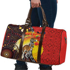 Australia and Papua New Guinea Together Travel Bag Bird-of-paradise and Kangaroo with Oro Tapa and Aboriginal Art Motifs - Aussie Hoodie