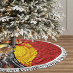 Australia and Papua New Guinea Together Tree Skirt Bird-of-paradise and Kangaroo with Oro Tapa and Aboriginal Art Motifs - Aussie Hoodie