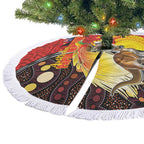 Australia and Papua New Guinea Together Tree Skirt Bird-of-paradise and Kangaroo with Oro Tapa and Aboriginal Art Motifs - Aussie Hoodie