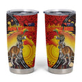 Australia and Papua New Guinea Together Tumbler Cup Bird-of-paradise and Kangaroo with Oro Tapa and Aboriginal Art Motifs - Aussie Hoodie