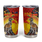 Australia and Papua New Guinea Together Tumbler Cup Bird-of-paradise and Kangaroo with Oro Tapa and Aboriginal Art Motifs - Aussie Hoodie