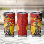 Australia and Papua New Guinea Together Tumbler Cup Bird-of-paradise and Kangaroo with Oro Tapa and Aboriginal Art Motifs - Aussie Hoodie