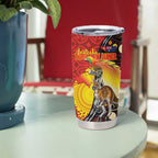 Australia and Papua New Guinea Together Tumbler Cup Bird-of-paradise and Kangaroo with Oro Tapa and Aboriginal Art Motifs - Aussie Hoodie