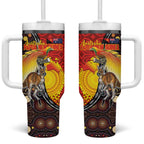 Australia and Papua New Guinea Together Tumbler With Handle Bird-of-paradise and Kangaroo with Oro Tapa and Aboriginal Art Motifs - Aussie Hoodie