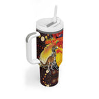 Australia and Papua New Guinea Together Tumbler With Handle Bird-of-paradise and Kangaroo with Oro Tapa and Aboriginal Art Motifs - Aussie Hoodie