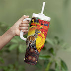 Australia and Papua New Guinea Together Tumbler With Handle Bird-of-paradise and Kangaroo with Oro Tapa and Aboriginal Art Motifs - Aussie Hoodie