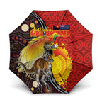 Australia and Papua New Guinea Together Umbrella Bird-of-paradise and Kangaroo with Oro Tapa and Aboriginal Art Motifs - Aussie Hoodie