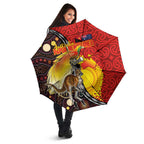 Australia and Papua New Guinea Together Umbrella Bird-of-paradise and Kangaroo with Oro Tapa and Aboriginal Art Motifs - Aussie Hoodie