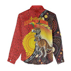 Australia and Papua New Guinea Together Women Casual Shirt Bird-of-paradise and Kangaroo with Oro Tapa and Aboriginal Art Motifs - Aussie Hoodie