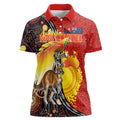 Australia and Papua New Guinea Together Women Polo Shirt Bird-of-paradise and Kangaroo with Oro Tapa and Aboriginal Art Motifs - Aussie Hoodie