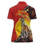 Australia and Papua New Guinea Together Women Polo Shirt Bird-of-paradise and Kangaroo with Oro Tapa and Aboriginal Art Motifs - Aussie Hoodie