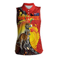 Australia and Papua New Guinea Together Women Sleeveless Polo Shirt Bird-of-paradise and Kangaroo with Oro Tapa and Aboriginal Art Motifs - Aussie Hoodie