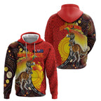 Australia and Papua New Guinea Together Zip Hoodie Bird-of-paradise and Kangaroo with Oro Tapa and Aboriginal Art Motifs - Aussie Hoodie