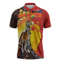 Australia and Papua New Guinea Together Zipper Polo Shirt Bird-of-paradise and Kangaroo with Oro Tapa and Aboriginal Art Motifs - Aussie Hoodie