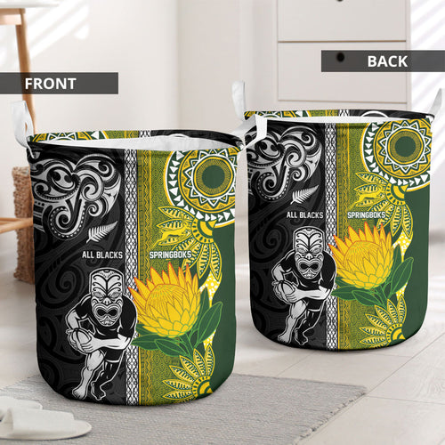 Rugby New Zealand and South Africa Laundry Basket Greatest Rivalry Silver Fern and Antelope